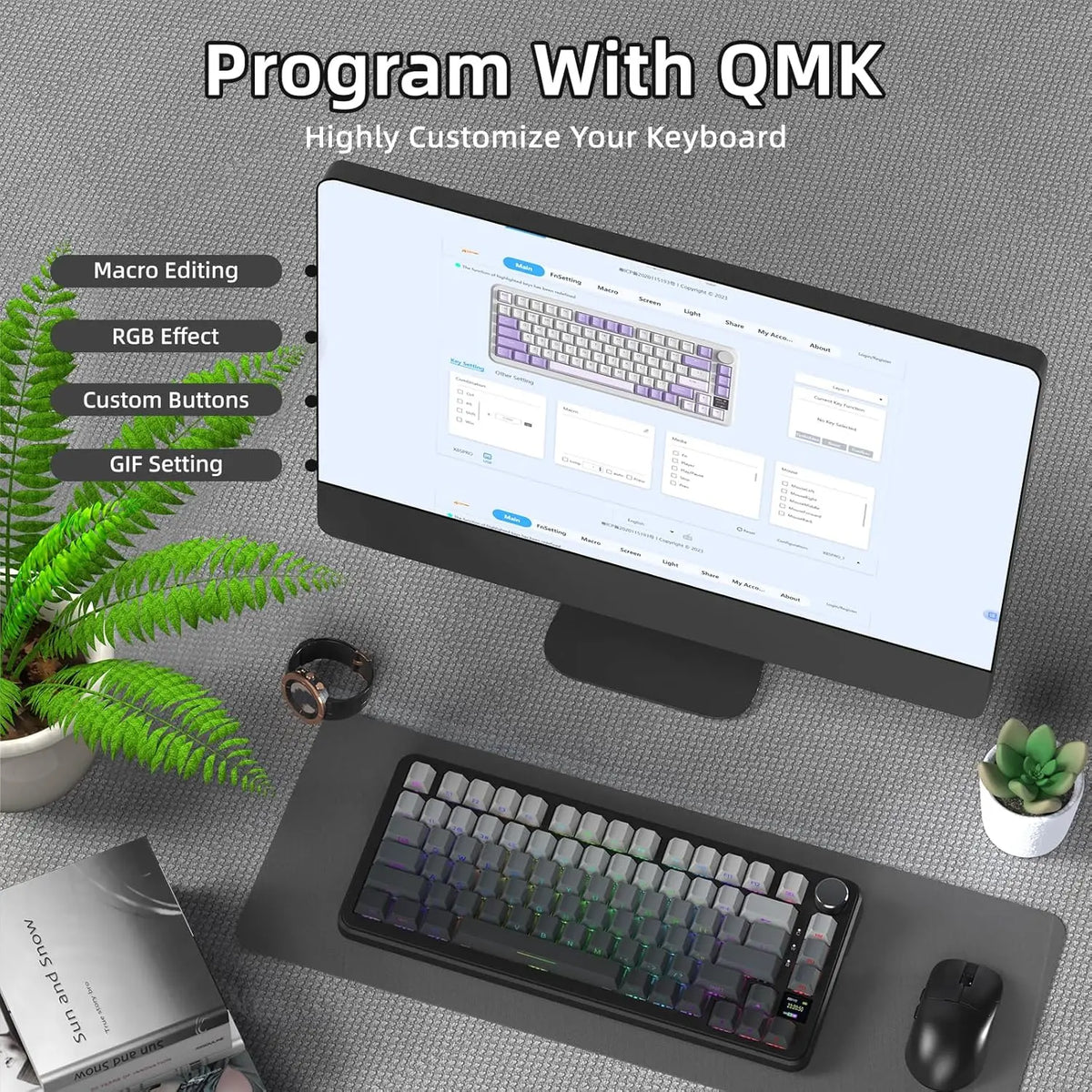 ATTACK SHARK X85 Pro 75% Mechanical Keyboard Wireless RGB Gaming Keyboard with Display Screen, Knob, Hot Swappable Gasket Mount, Bluetooth, 2.4GHz & Wired