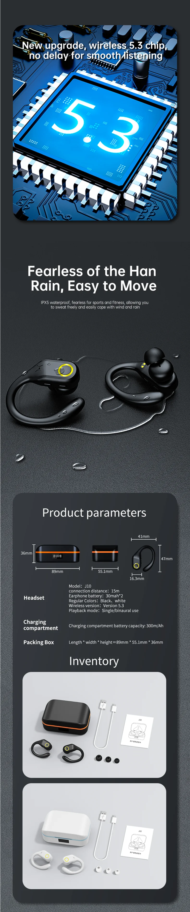 Newest ANC Wireless Bluetooth 5.3 TWS Earbuds – Noise Cancelling Earphones with Dual Mic ENC, Deep Bass, IP57 Waterproof, 40H Playtime