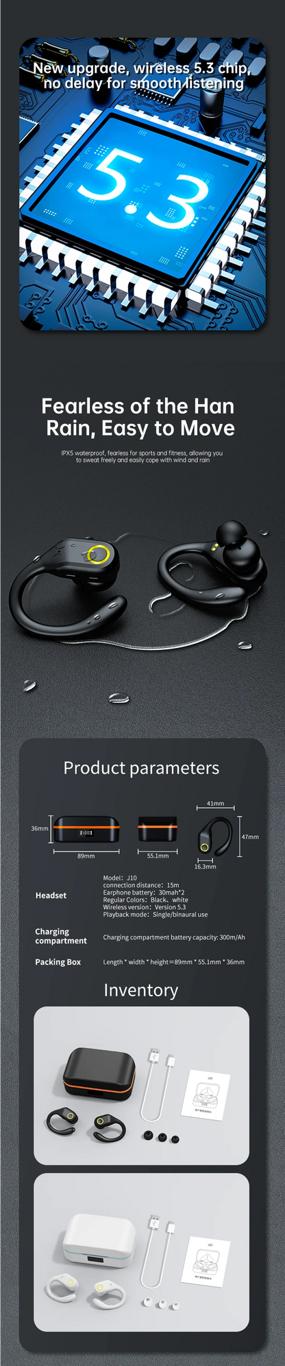 Newest ANC Wireless Bluetooth 5.3 TWS Earbuds – Noise Cancelling Earphones with Dual Mic ENC, Deep Bass, IP57 Waterproof, 40H Playtime