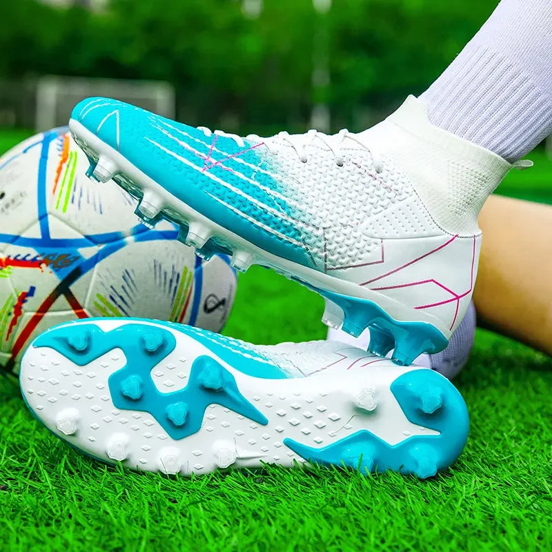 New Professional High Top Football Shoes Artificial Grass Leather Youth Students Training Soccer Shoes for Men And Women Sports