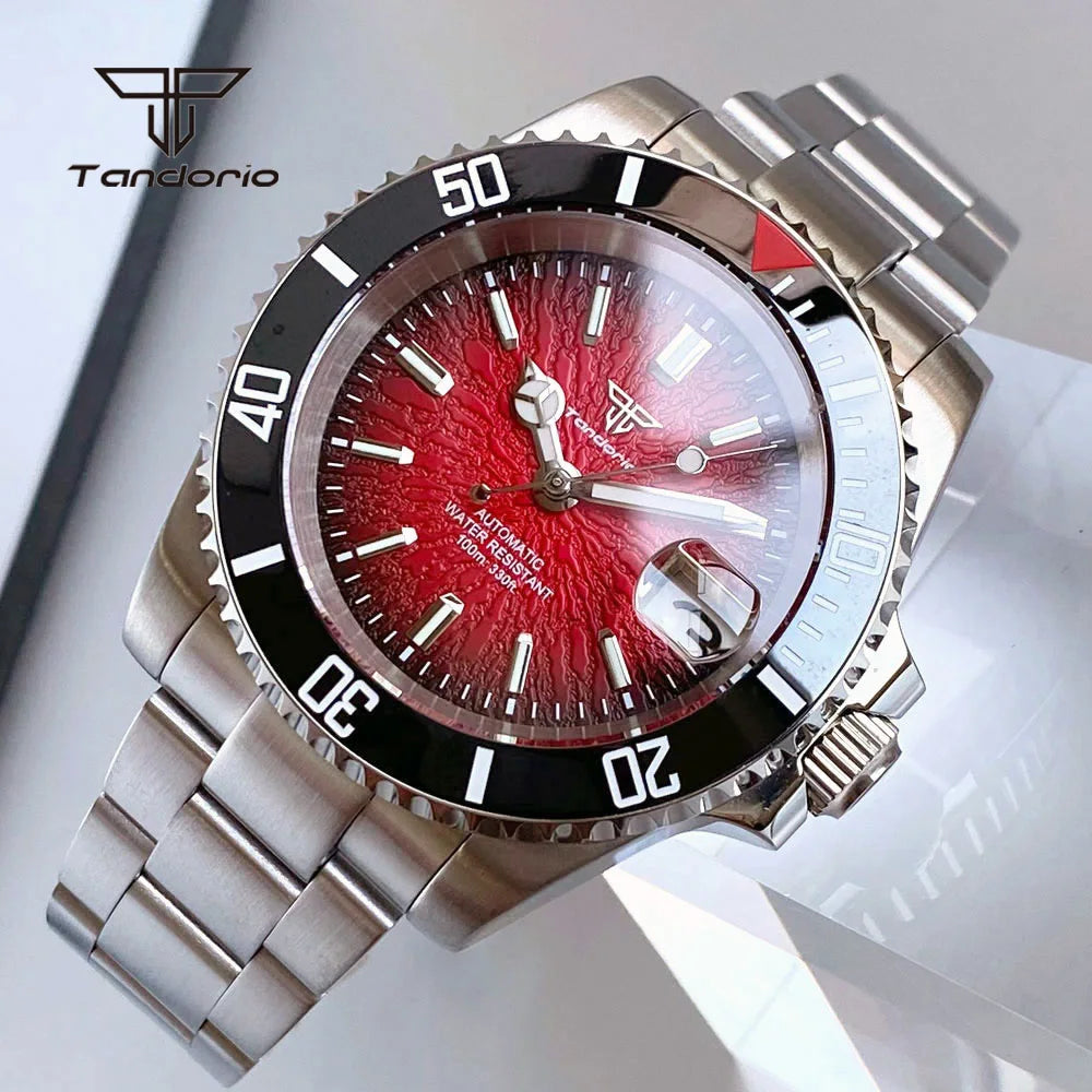 Tandorio 40mm Automatic Watch  NH35 / Miyota 8215 Movement, Sapphire Crystal, Textured Dial, Date & Stainless Steel Bracelet