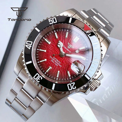 Tandorio 40mm Automatic Watch  NH35 / Miyota 8215 Movement, Sapphire Crystal, Textured Dial, Date & Stainless Steel Bracelet