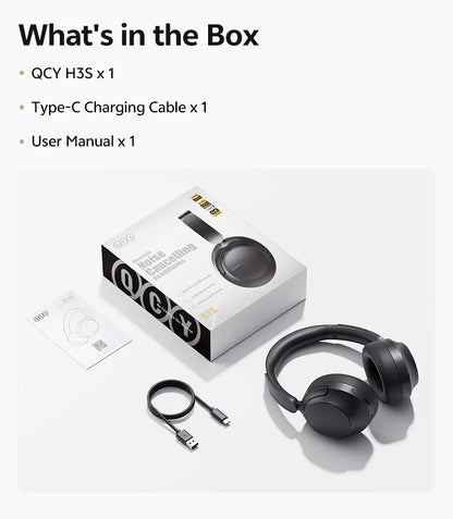 QCY H3S – Adaptiver ANC-Over-Ear-Bluetooth 6.0-Kopfhörer mit -56dB – Hi-Res LDAC Wireless-Headset, 102H Akku, räumlicher Klang mit Dual-Treiber