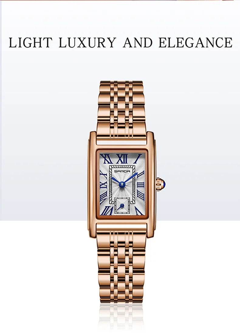 SANDA 1116 Women’s Elegant Quartz Watch  Rectangle Dial, Water Resistant & Business Design