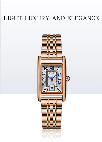 SANDA 1116 Women’s Elegant Quartz Watch  Rectangle Dial, Water Resistant & Business Design