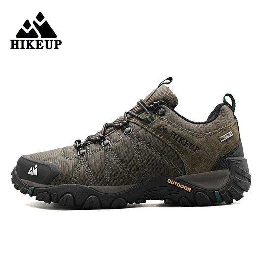 HIKEUP Celoroční pánské turistické boty pro outdoorové sporty z pravé kůže, odolné proti opotřebení, horolezecké boty s gumovou podrážkou, trekingové tenisky