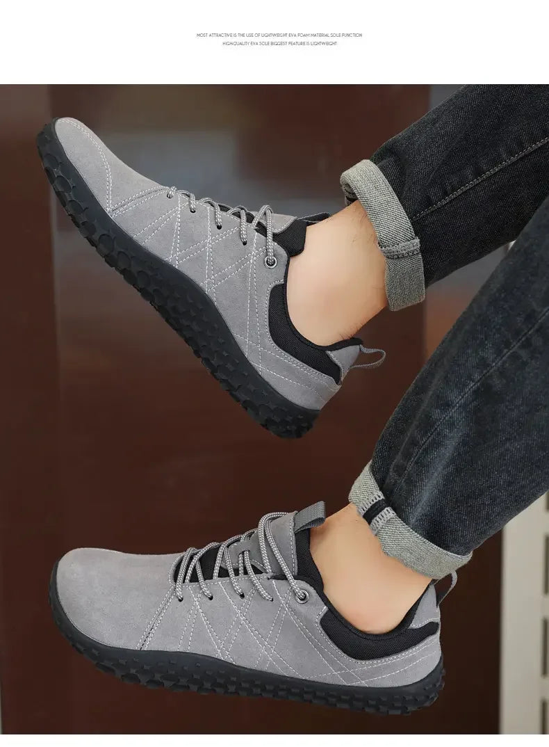Suede Leather Shoes PU Fabric Wide Toe Shoe Anti Slip Hiking Shoe Workwear Men's Sports Shoes Women's Outdoor Walking Shoes