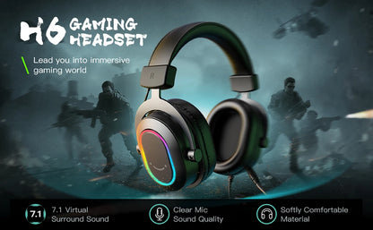 FIFINE RGB Gaming Headset with Mic – 7.1 Surround Sound Over-Ear Wired Headphones for PC, PS4 & PS5 with 3 EQ Modes