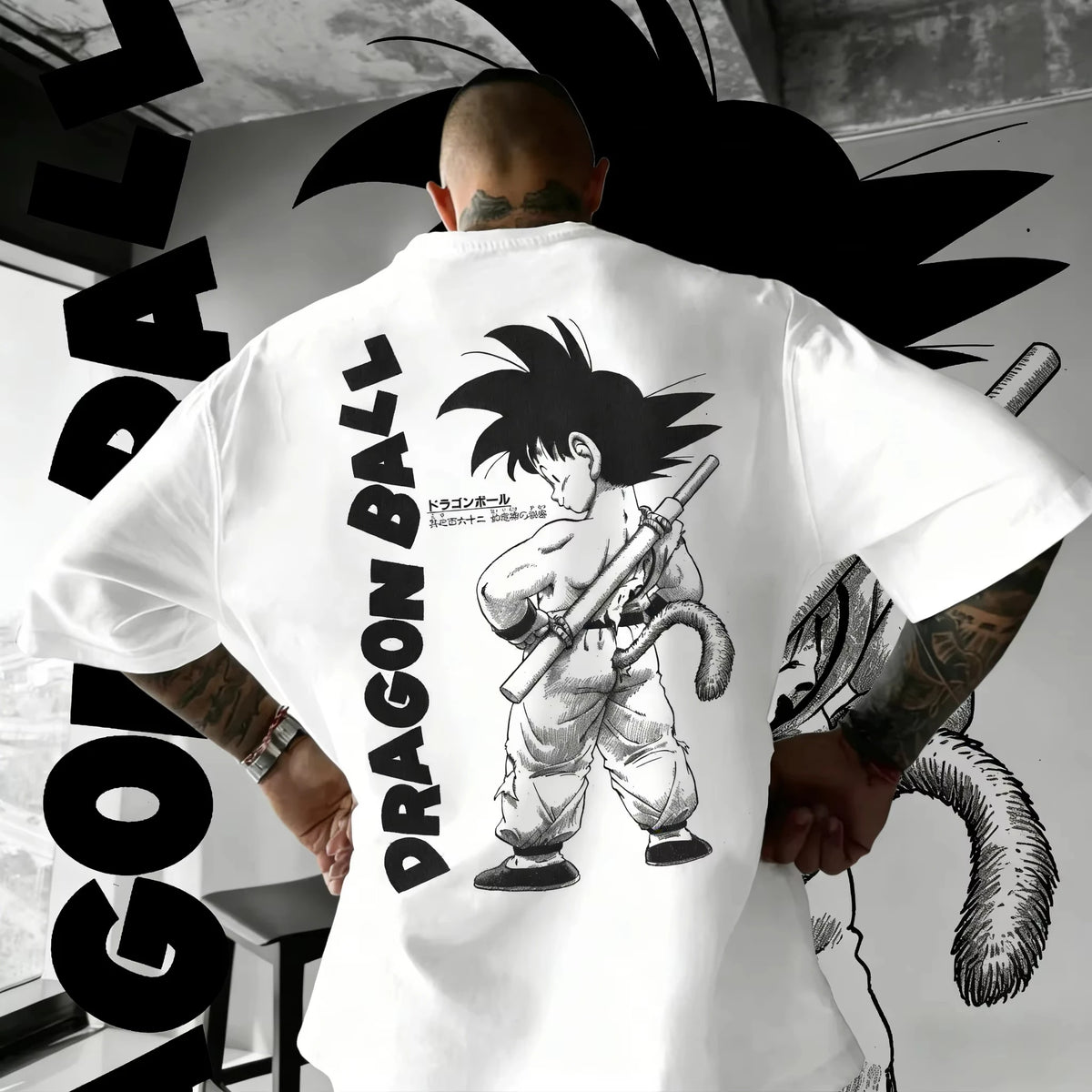 Summer 2026 Dragon Ball oversized T-shirt with power cord, Little Goku, artistic print, neutral casual Y2K