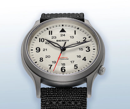 BERNY Titanium Watches for Men Classic Mens Field Watch Easy Read Outdoor Quartz Wristwatch Super Luminous Sapphire 5ATM