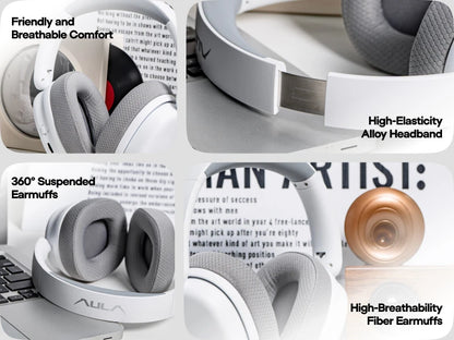 Auriculares gaming AULA G7 Pro con sonido envolvente 7.1, Bluetooth 5.3 inalámbrico y micrófono con cancelación de ruido para PS5/PS4/PC/Switch