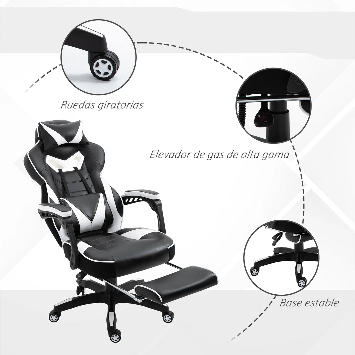 Vinsetto Ergonomic Racing Gaming Chair Reclining Office Chair with Footrest, Adjustable High Back PU Leather Computer Chair for Home & Office