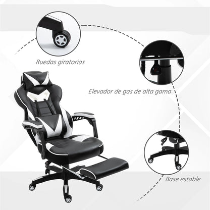 Vinsetto Ergonomic Racing Gaming Chair Reclining Office Chair with Footrest, Adjustable High Back PU Leather Computer Chair for Home & Office