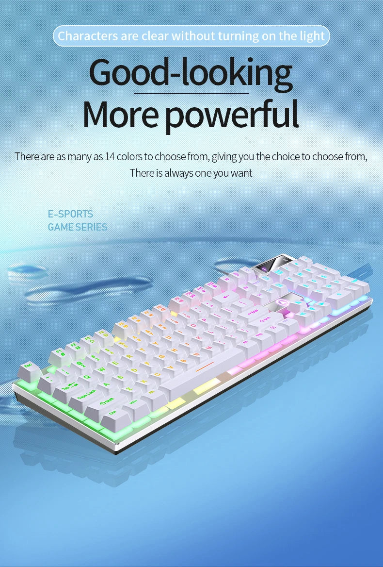 Kabelgebundene USB-Gaming-Tastatur mit Hintergrundbeleuchtung, 104-Tasten-Gamer-Tastatur für Computer/Laptop/PC, ergonomisches Design, Office-Gaming-Zubehör