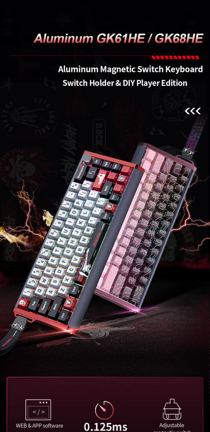 SKYLOONG GK61/GK68 HE Magnetic Keyboard Aluminum Case 8000hz RT0.01mm Rapid Trigger PBT Keycap RGB Backlit Wired Gaming Keyboard