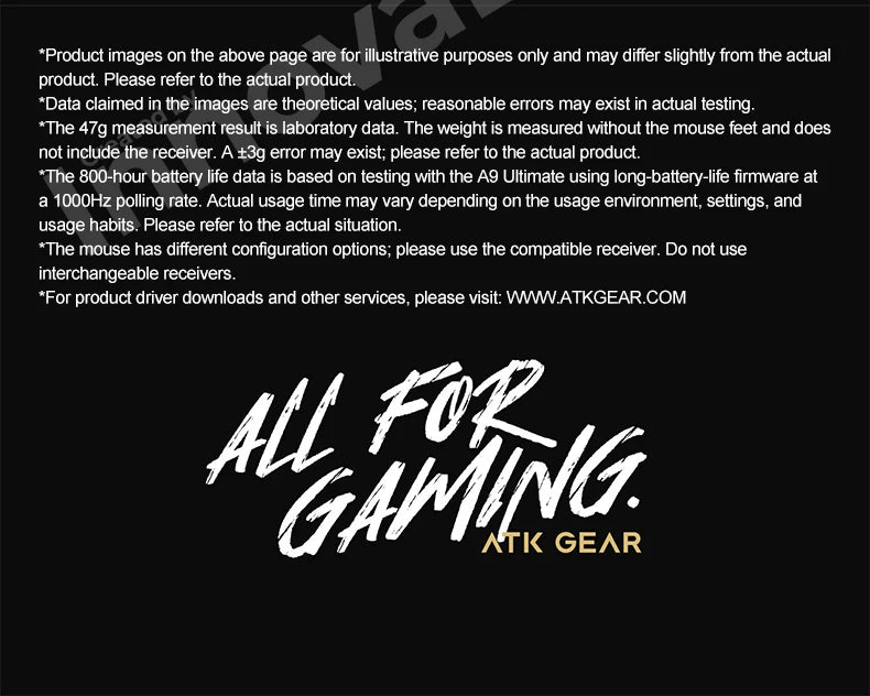 Mouse da gaming wireless ATK Dragonfly A9 Ultimate A9 Air PAW3950 ultraleggero ergonomico e-sport per gamer FPS CSGO A9 Ultra