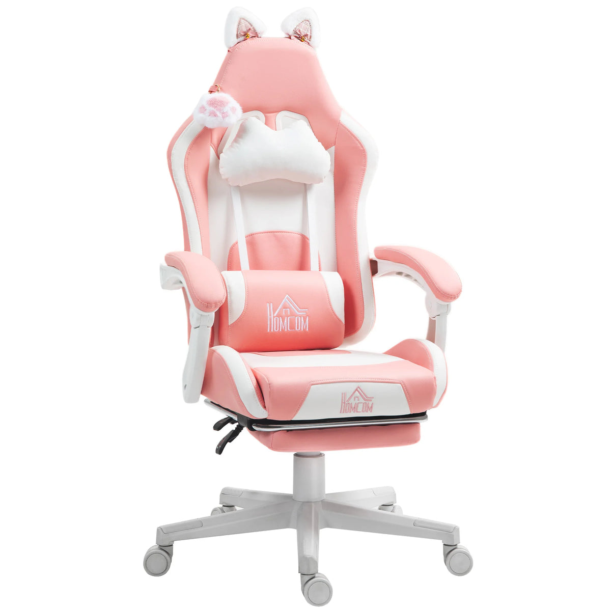 HOMCOM Gaming Chair with Adjustable Height Arms, Footrest, Reclining Backrest, Ergonomic Racing Style Office Chair for Gaming & Work