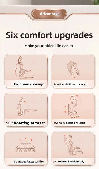 Ergonomic Home Office Chair with Back Support, Comfortable Desk Chair for Students, Rolling Study Chair with Armrests for Long Sitting