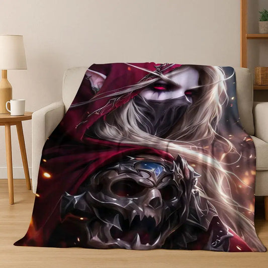 Flanelová deka WOW World of Warcraft Arthas Demon Illidan Sylvanas, útulná měkká přikrývka pro domácnost, ložnici, postel, pohovku, přehoz nebo dárek