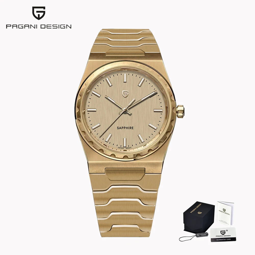 PAGANI DESIGN Men's Quartz Watches Ultra-Thin 7mm Series 37mm Sapphire Stainless Steel Waterproof Watches for Man TMI VJ21