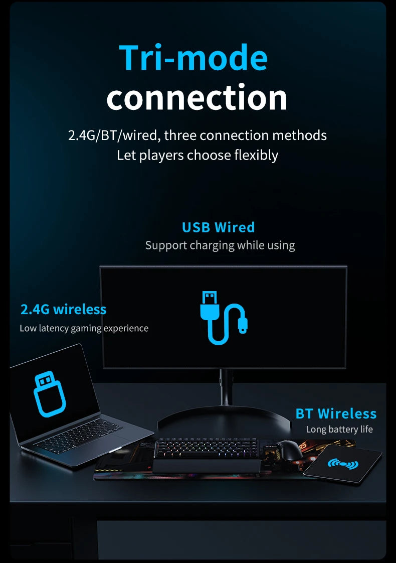 AJAZZ AJ179 V2 MAX Tri-Mode Wireless Gaming Mouse, 56g Lightweight PAW3311 Sensor, 12000 DPI, Rechargeable Right-Hand Gaming Mouse