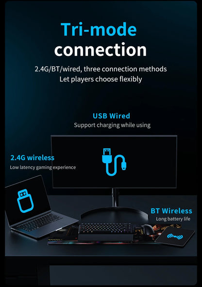 AJAZZ AJ179 V2 MAX Tri-Mode Wireless Gaming Mouse, 56g Lightweight PAW3311 Sensor, 12000 DPI, Rechargeable Right-Hand Gaming Mouse