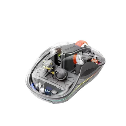 Lenovo Transparent Wireless Mouse Tri-Mode Bluetooth 2.4G Rechargeable RGB Breathing Light Mouse for Laptop PC Office