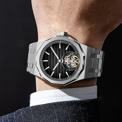 Raymondoya Men Flying Tourbillon Movement Mechanical Automatic Luxury Watches Wristwatches Skeleton Watch Brand For Man Sapphire