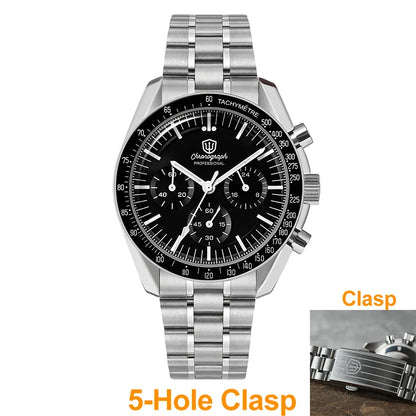 Watchdives WD1863 39mm VK63 Chronograph Watch Vintage Stainless Steel Sapphire OTF Clasp Waterproof Luminous Watches for Men