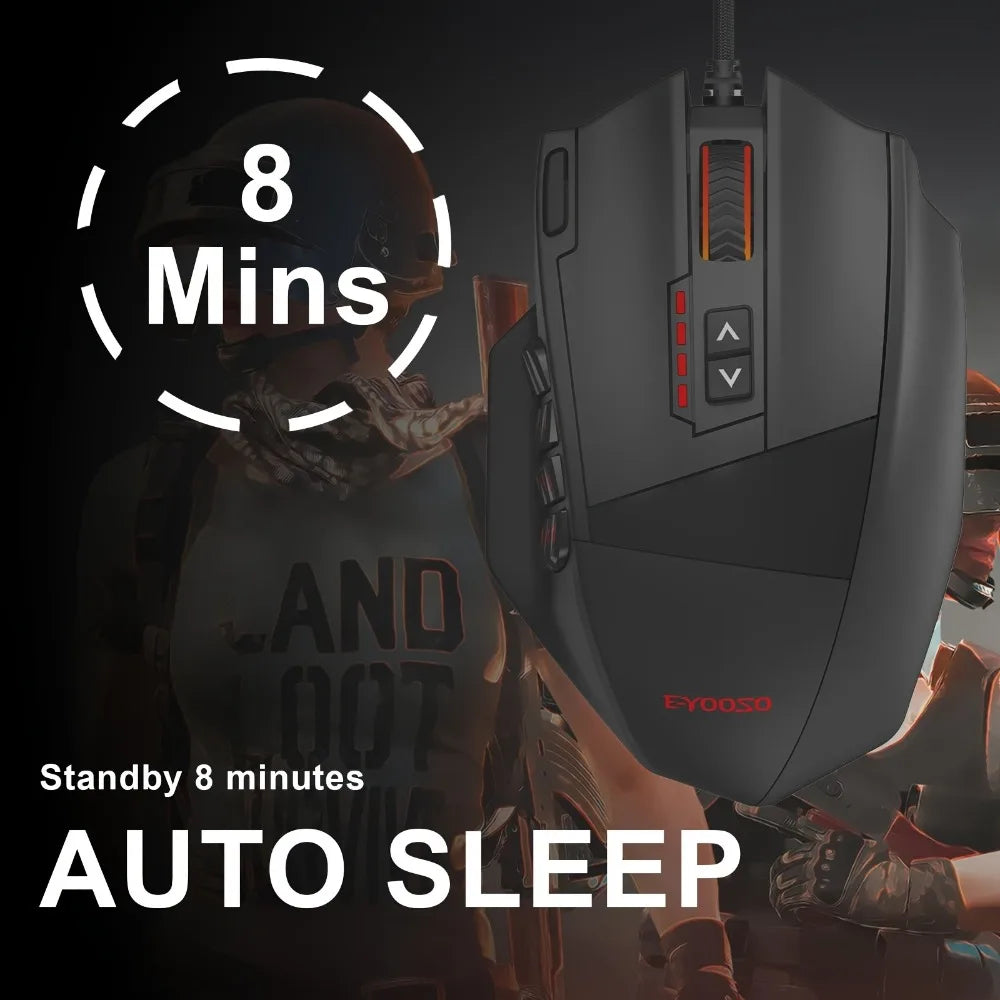 Mouse gaming programmabile E-YOOSO X-39, mouse RGB cablato con 18 pulsanti, 8 pesi removibili, 5 DPI, impugnatura ergonomica per computer