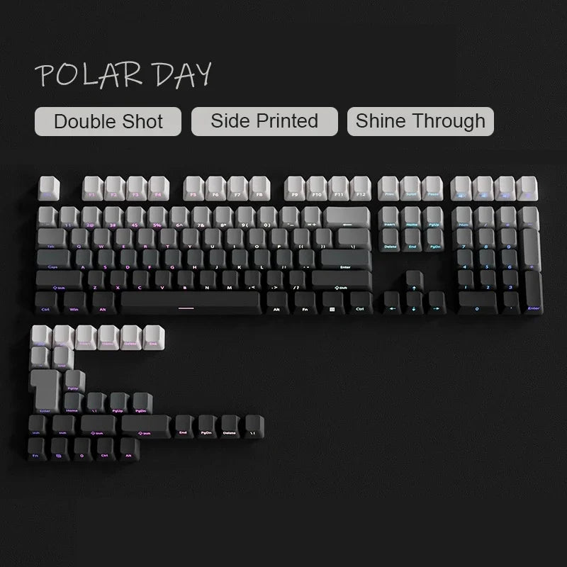 OEM PBT Side Engraved Keycaps for Mechanical Keyboard, 136-Key Red & Black Gradient Keycaps for MX Switch 60/64/84/98/108 Gaming Mechanical Keyboard