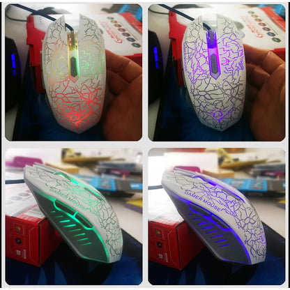 Ratón gaming con cable USB de 2400 DPI, ratón gaming profesional con retroiluminación LED, ratón ergonómico para PC, portátil y MacBook