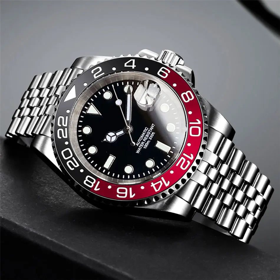 Miyota 8215 PT5000 Stainless Steel 40mm Dive Automatic Men Watch Sapphire Crystal Rotating Bezel Luminous Mechanical Wristwatch