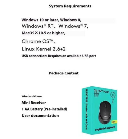 Logitech M330 Professional Office Mouse, Compact, Quiet, Convenient to Carry, Comfortable to Touch, Specifically Designed