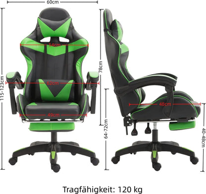 Gaming Chair Ergonomic Cat Ear Gaming Chair with Adjustable Armrests, Reclining Office Chair, Height Adjustable Computer Chair with Pillows