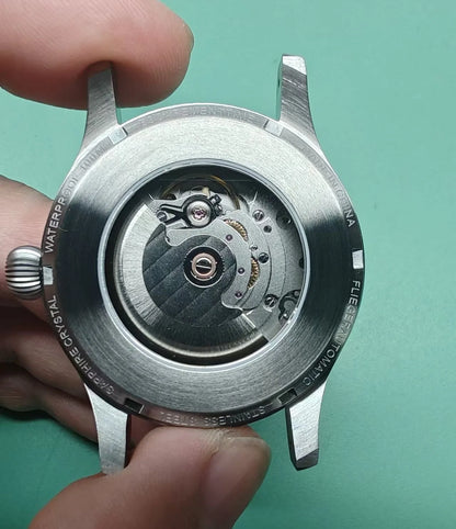 【Escapement Time】Relógio de piloto com movimento automático, mostrador preto Tipo B ou Tipo A e caixa de 40 mm, resistente à água até 100 m