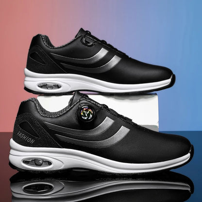 Golf Shoes Air Cushion Men Sports Running Driving Shoes Breathable Lightweight Comfortable Athletic Nonskid Rotating Sneakers