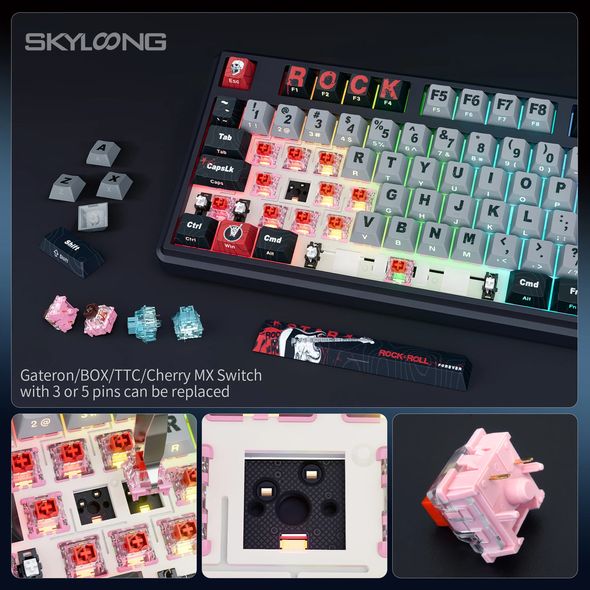 Teclado mecánico inalámbrico SKYLOONG GK104 Pro 100% personalizado, teclado con interruptores intercambiables en caliente de bajo ruido para PC gamer y accesorios de oficina