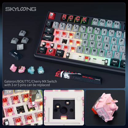 Teclado mecánico inalámbrico SKYLOONG GK104 Pro 100% personalizado, teclado con interruptores intercambiables en caliente de bajo ruido para PC gamer y accesorios de oficina