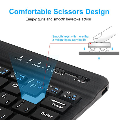 Mini Bluetooth Keyboard RGB Wireless Keyboard 10 inch Backlit Keyboard Backlight Touchpad Keyboard for IOS Android Windows iPad