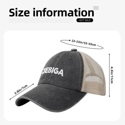 Jebiga Brate Print Vintage Mesh Baseball Cap Low Profile Trucker Hat for Men Breathable Cotton Summer Cool Hat Outdoor Ball Cap