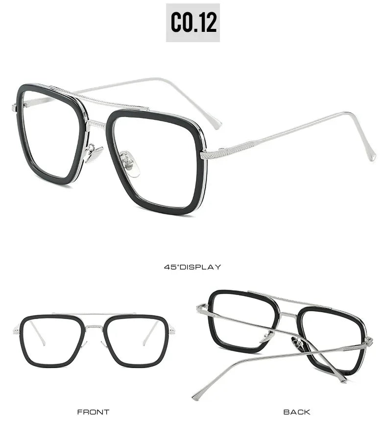 Sun Glasses Fashion Square frame Tony Stark Style Women Sunglasses Men Square Brand Design Sun Glasses Oculos Retro Male Iron