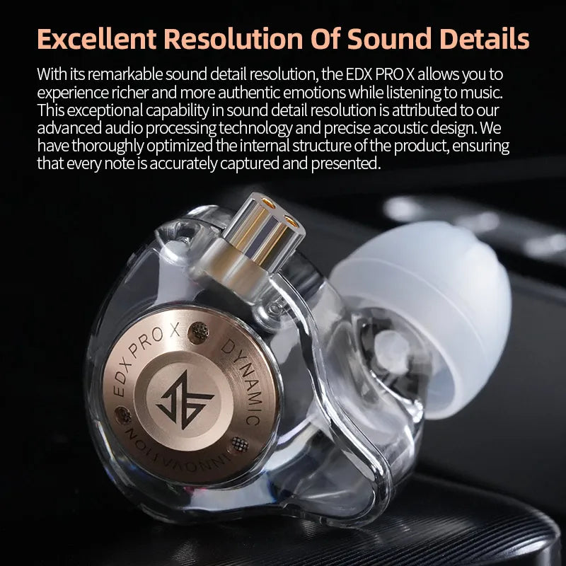 KZ EDX PRO X Wired Earphones HiFi Stereo Bass Earbuds with Detachable Cable, Gaming Sport In-Ear Headphones with Noise Isolation