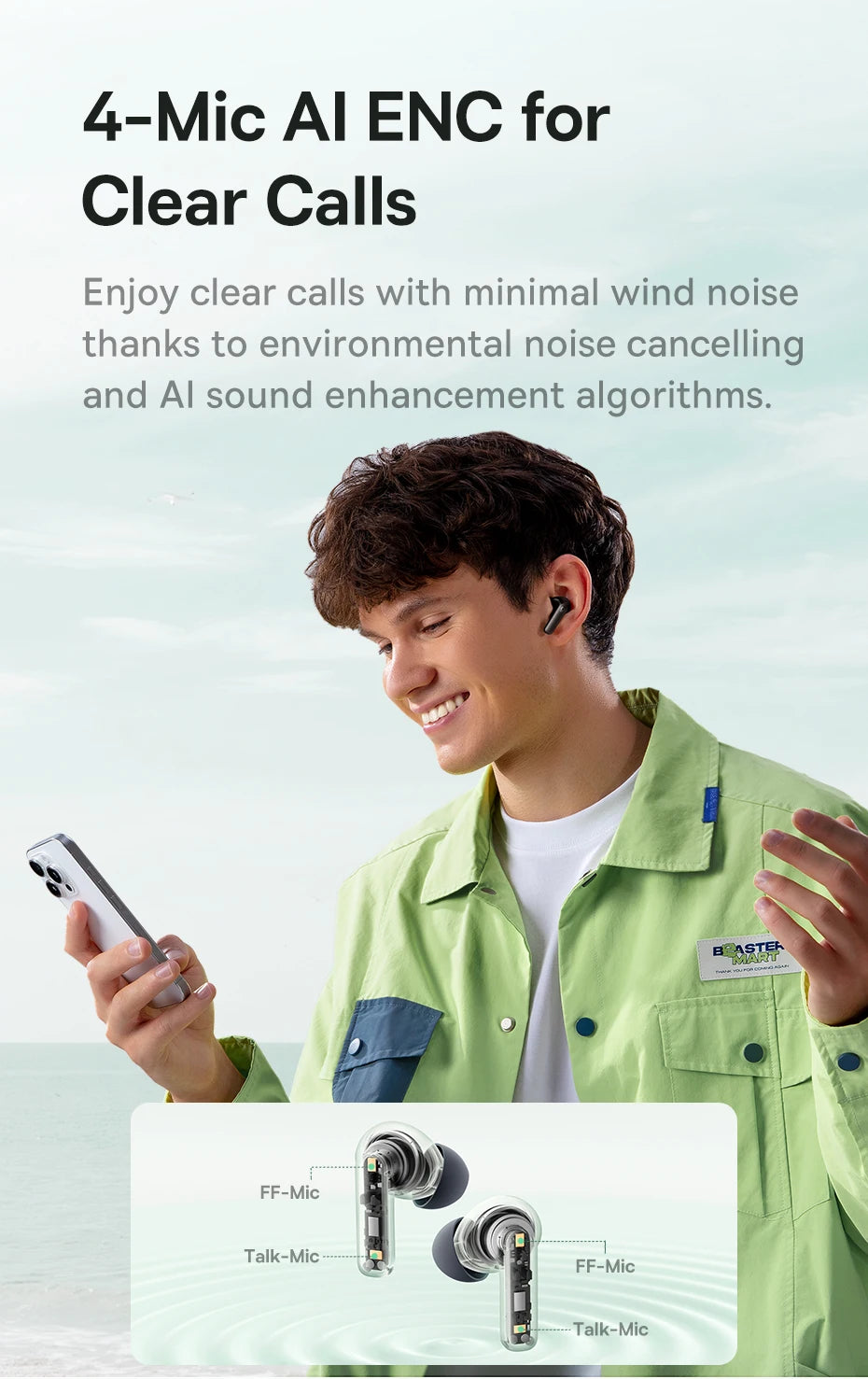 Baseus Bass EP10 NC True Wireless Earbuds Bluetooth 6.0 – ANC Noise Cancelling Earbuds with 4-Mic AI Clear Calls & 41H Playtime