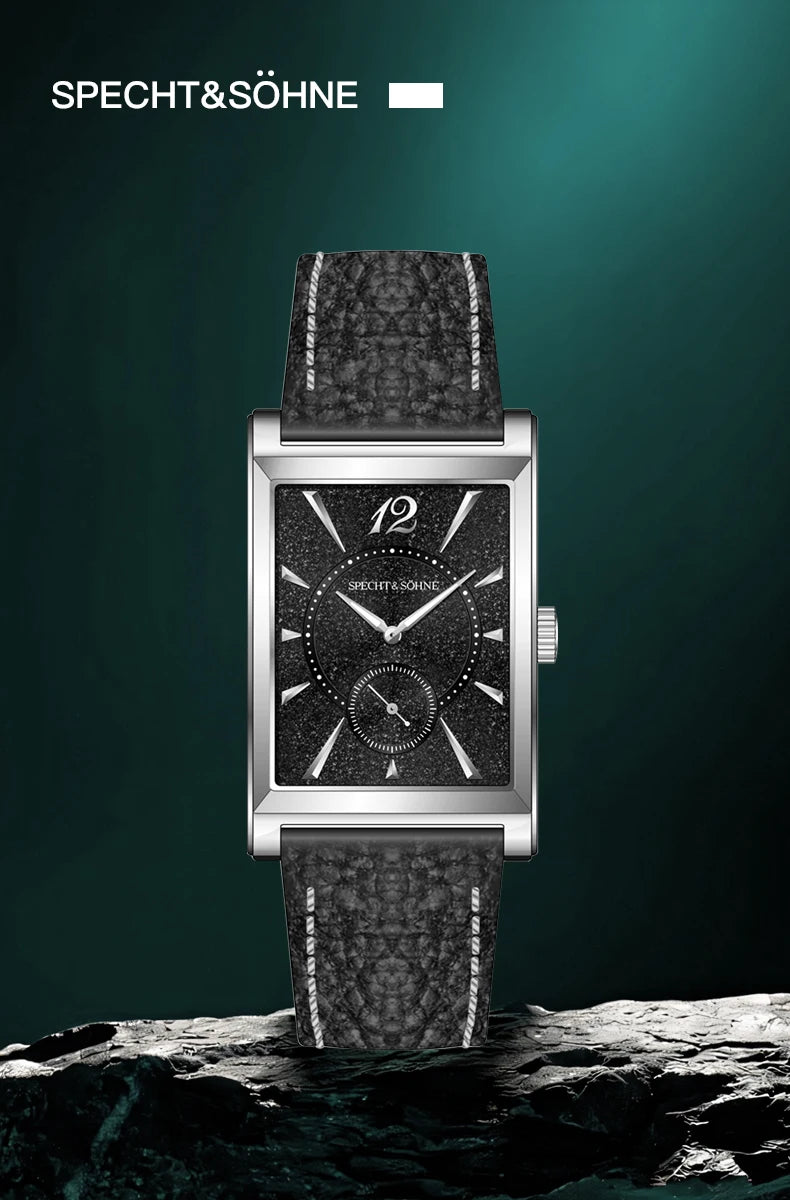 2025 New Fashion Specht & Söhne Square Watch Men's Watches Ultrathin Japan Movt Casual Men Watch Black Color Reloj Hombre 26MM
