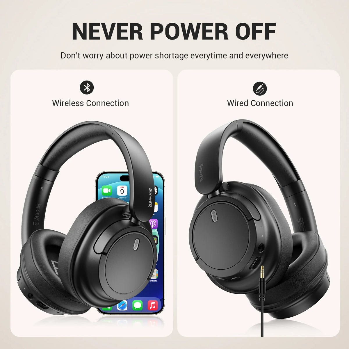 OneOdio Bluetooth 5.3 Wireless Headphones Over Ear Bass Mode Headset with Mic, 90H Playtime Foldable Bluetooth Headphones
