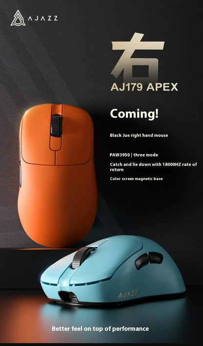 Mouse da gaming AJAZZ AJ179 APEX con dock con schermo a colori, ricarica magnetica, alta frequenza 8000Hz /, tri-mode (PAW3950) per destrimani