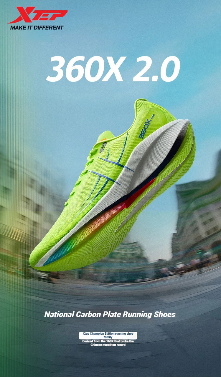 Xtep 360X 2.0 profesionální maratonské běžecké boty, pánské závodní sportovní tréninkové boty s karbonovou deskou a tlumením nárazů 975219110035