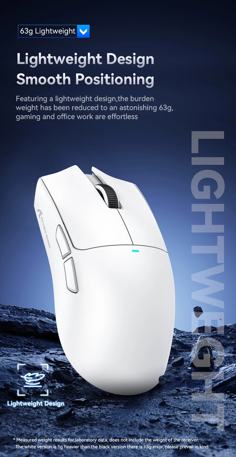 Mouse da gaming wireless ATTACK SHARK X11SE, tri-mode, ultraleggero 63g con sensore PAW3311, 22000 DPI, batteria 300mAh, doppio driver