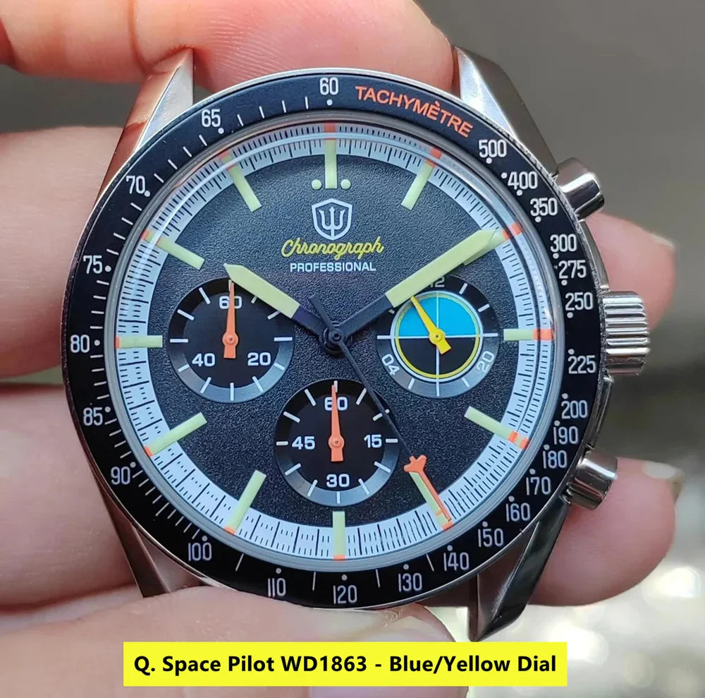 Watchdives WD1863 39mm Watch VK63 Quartz Chronograph Movement BGW9 Luminous 10Bar Waterproof 39mm Vintage Watches